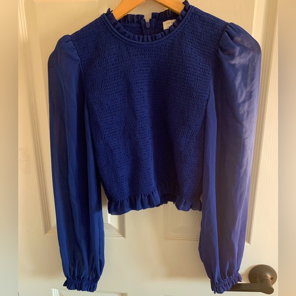 Wilfred smocked blouse in blue - Picture 2 of 6